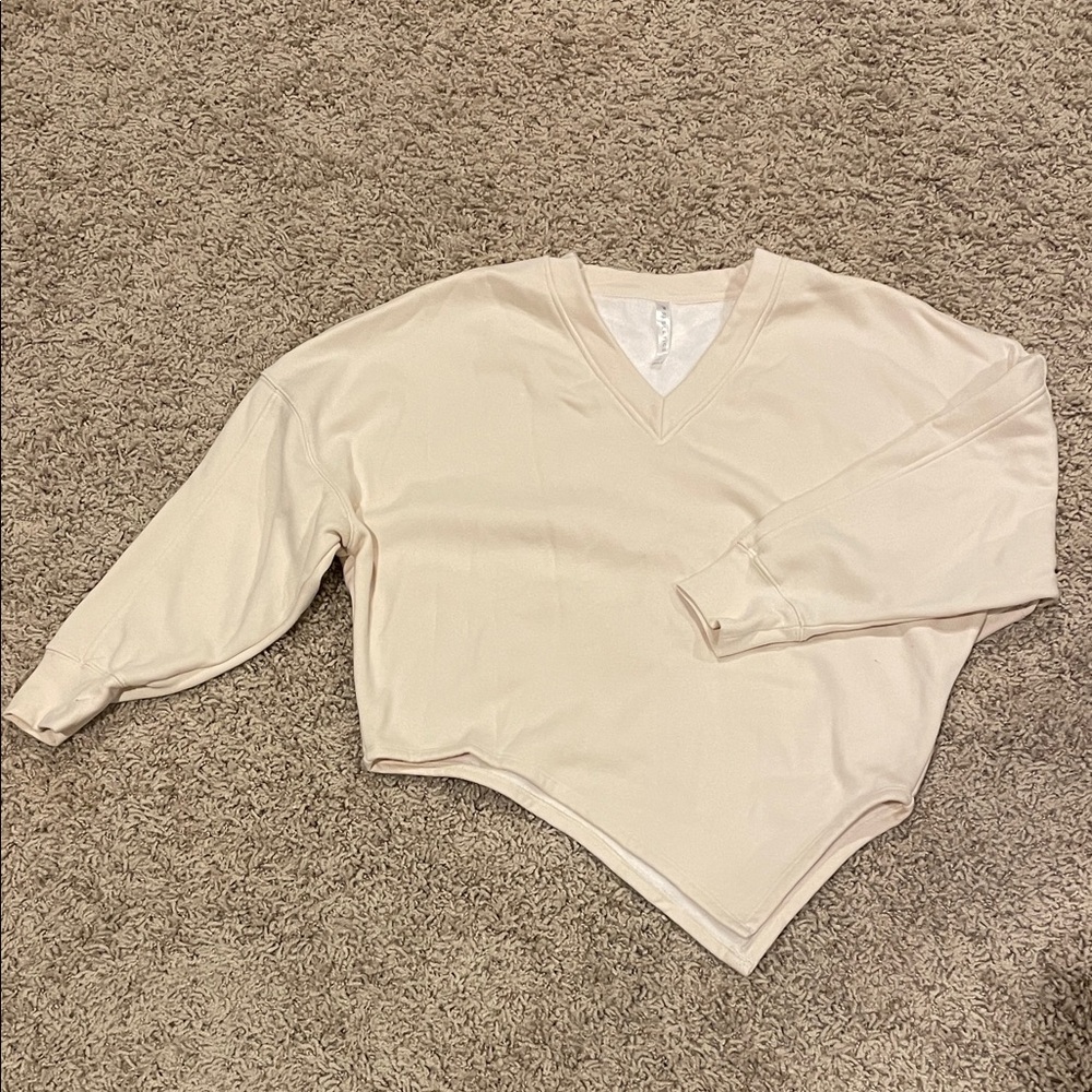 Fabletics Cream V-Neck Sweater
